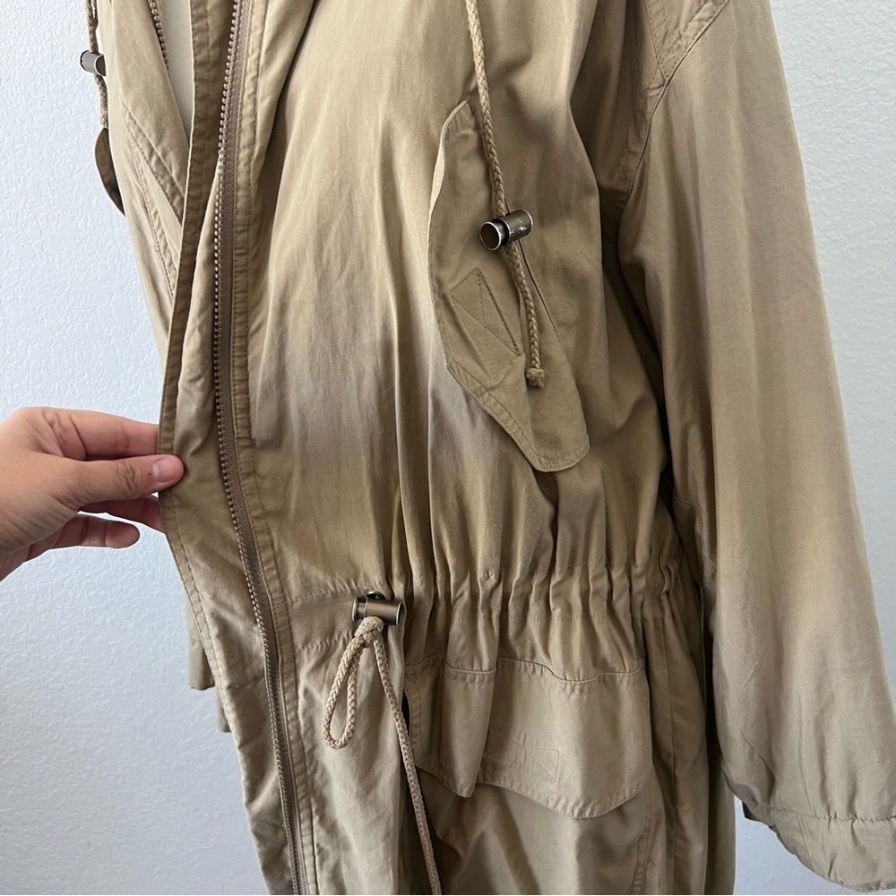 Vintage 80s/90s DKNY Khaki‎ Tan Hooded Coat Size Small - Picture 7 of 9